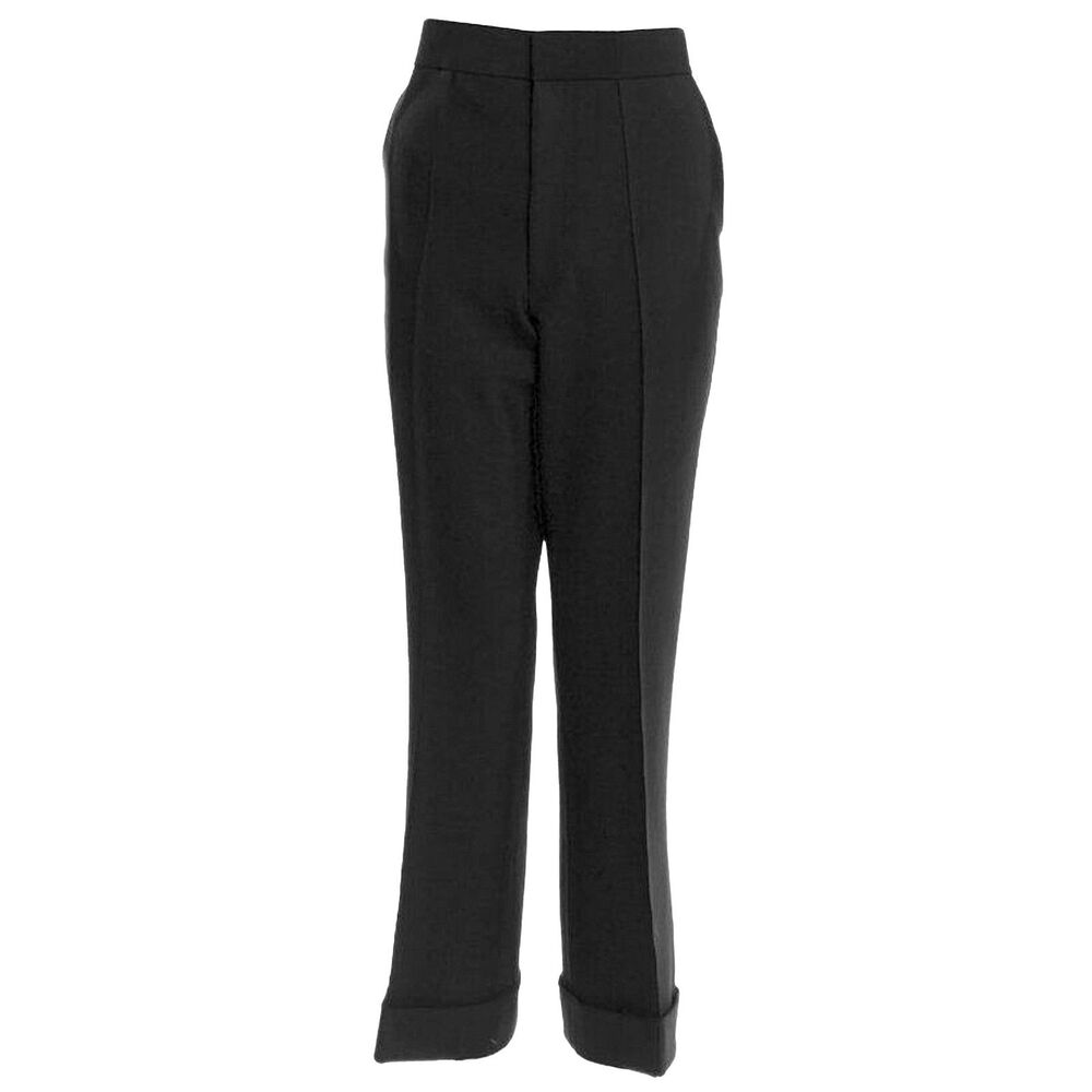 Helmut Lang Wool Blend High Rise Wide Leg Cuffed Cropped Pants Black Size 8